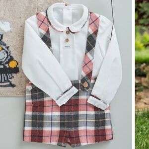 Cute Plaid Overall Set 4T
